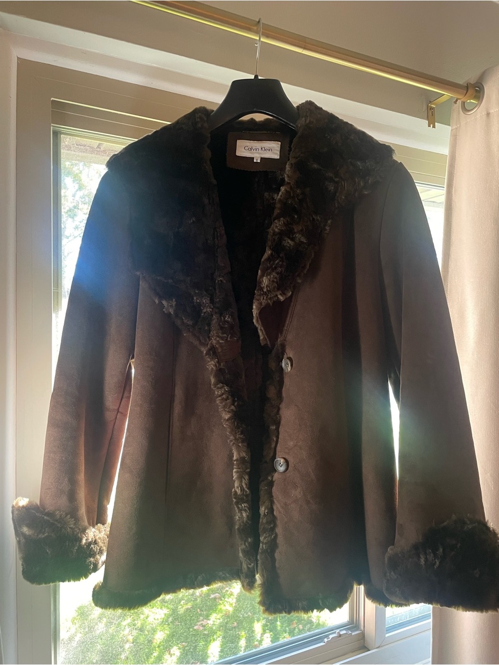 Calvin Klein Dark Brown Faux Shearling Teddy Jacket
